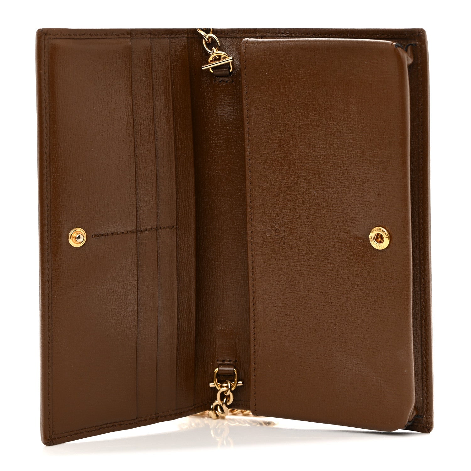 GG Supreme Monogram Azalea Calfskin Horsebit 1955 Wallet On Chain Beige Ebony Brown Sugar