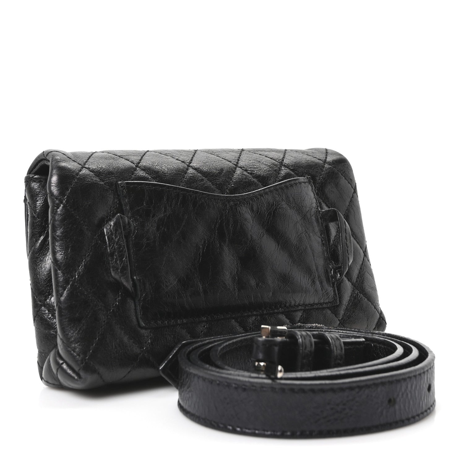 Glazed Calfskin Quilted 2.55 Reissue Flap Belt Bag Clutch 85 34 Black