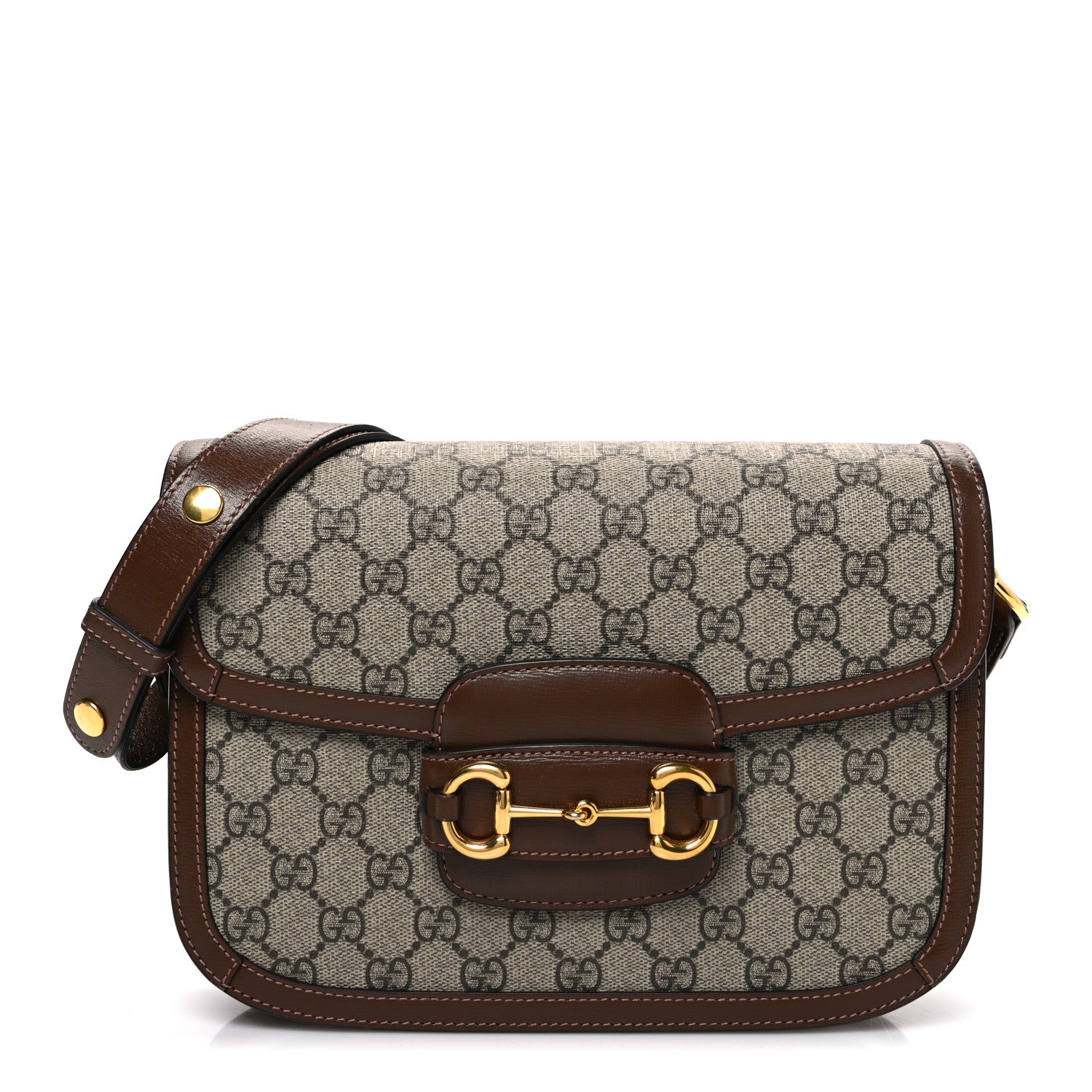 GG Supreme Monogram Horsebit 1955 Shoulder Bag Beige Brown Sugar