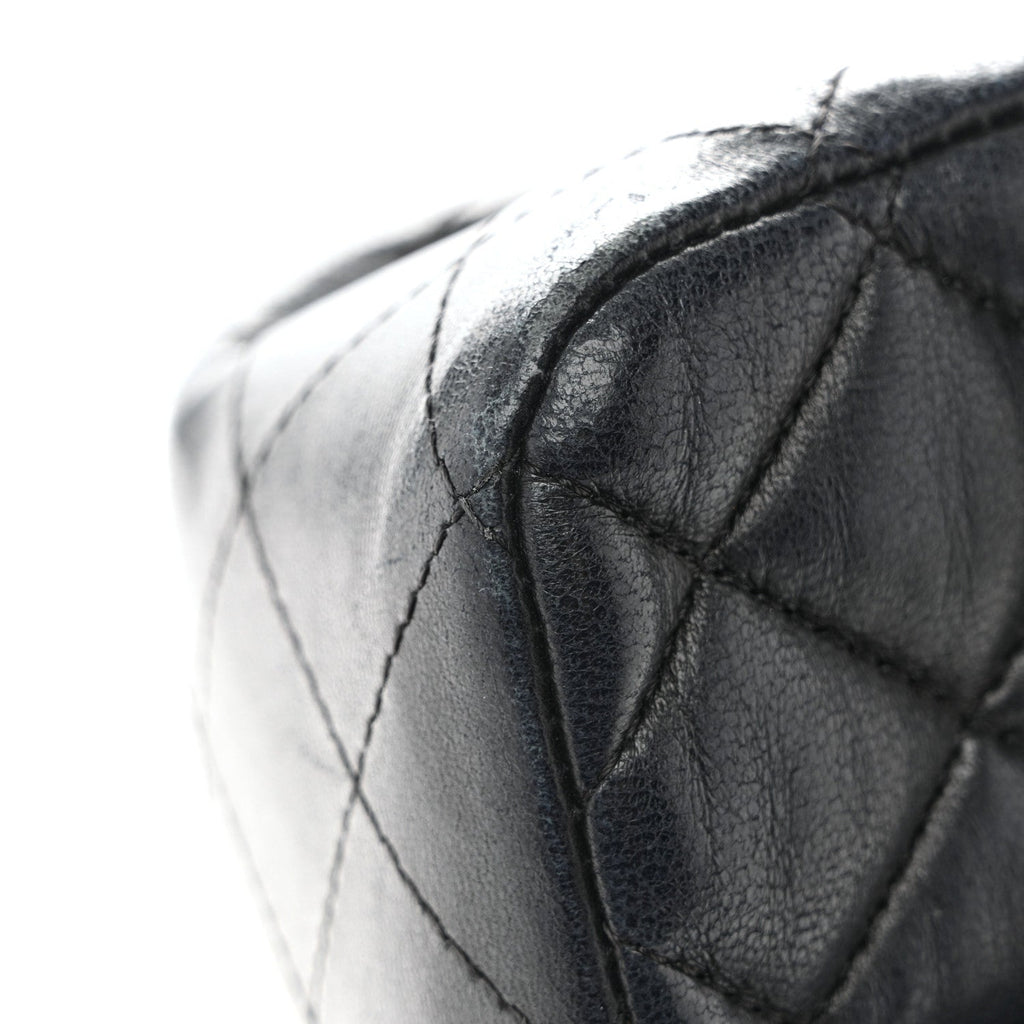 Lambskin Quilted Mini Square Flap Black