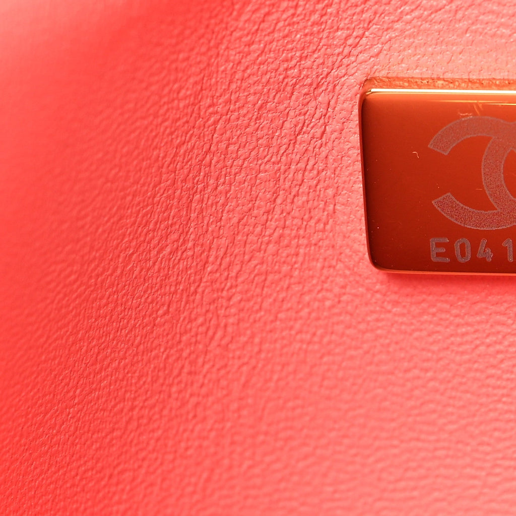 Lambskin Quilted Medium Boy Flap Coral