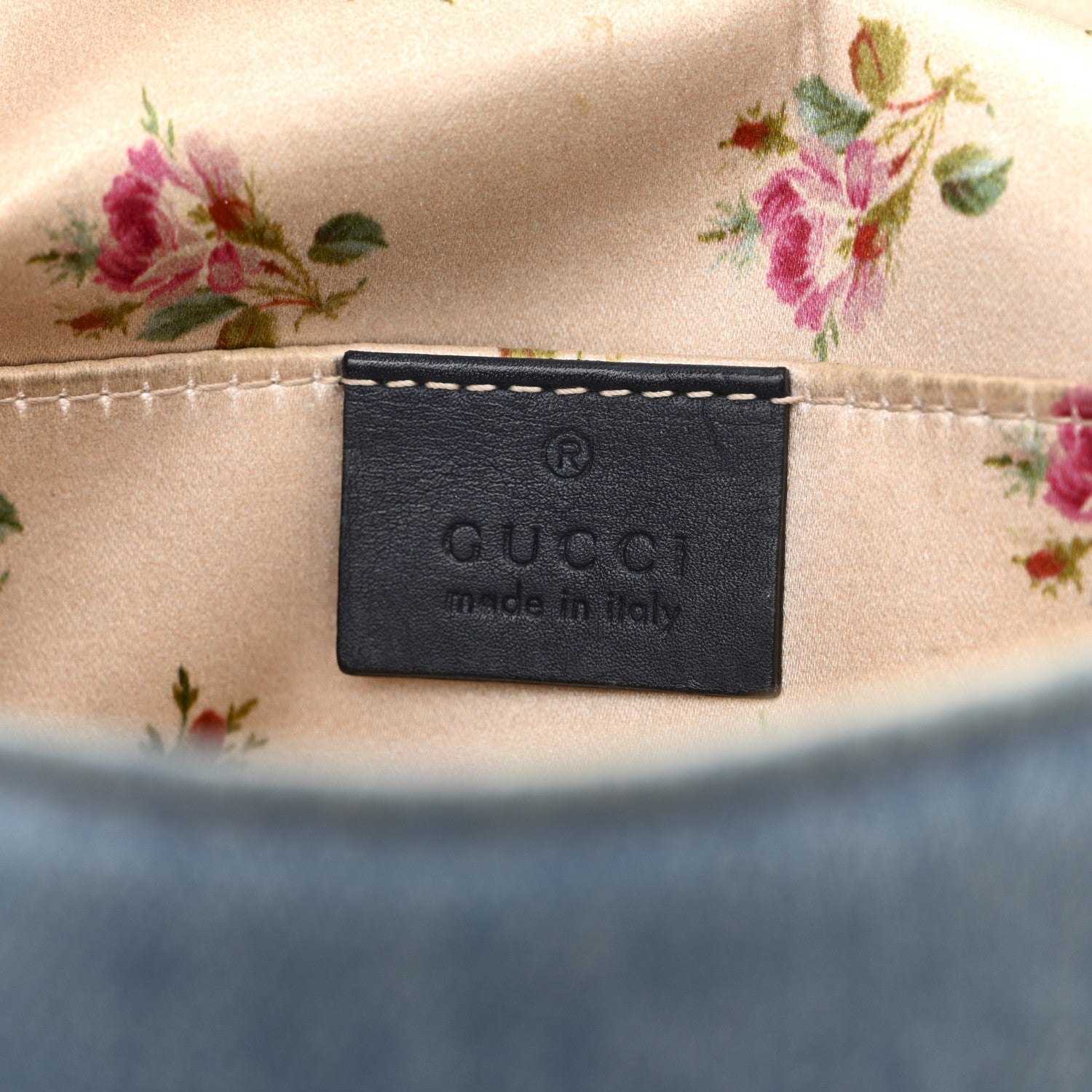 Denim Matelasse Mini Pearly GG Marmont Shoulder Bag Blue