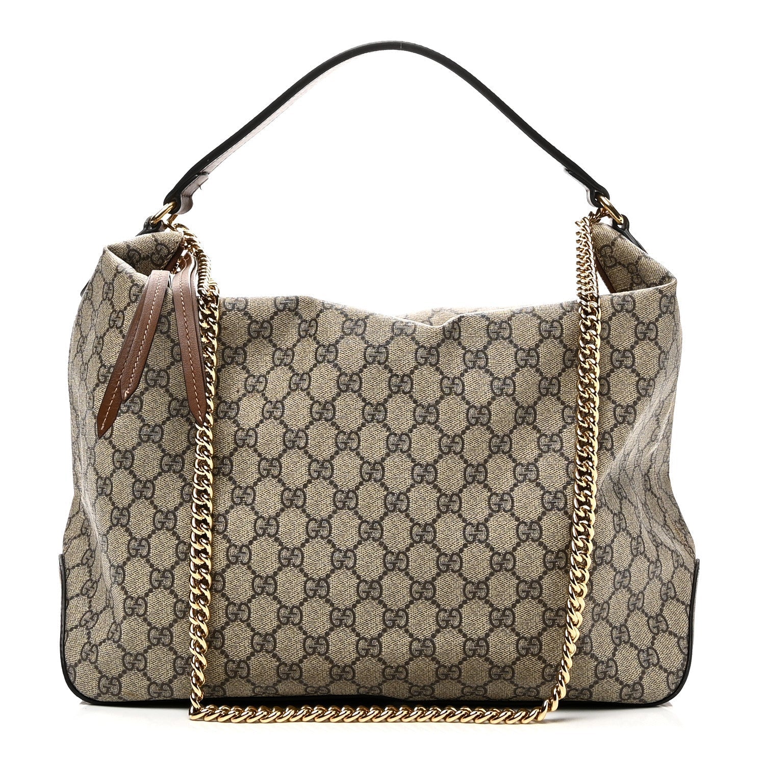 GG Supreme Monogram Large Linea A Hobo Light Brown