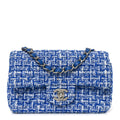 Tweed Quilted Mini Rectangular Flap Blue White