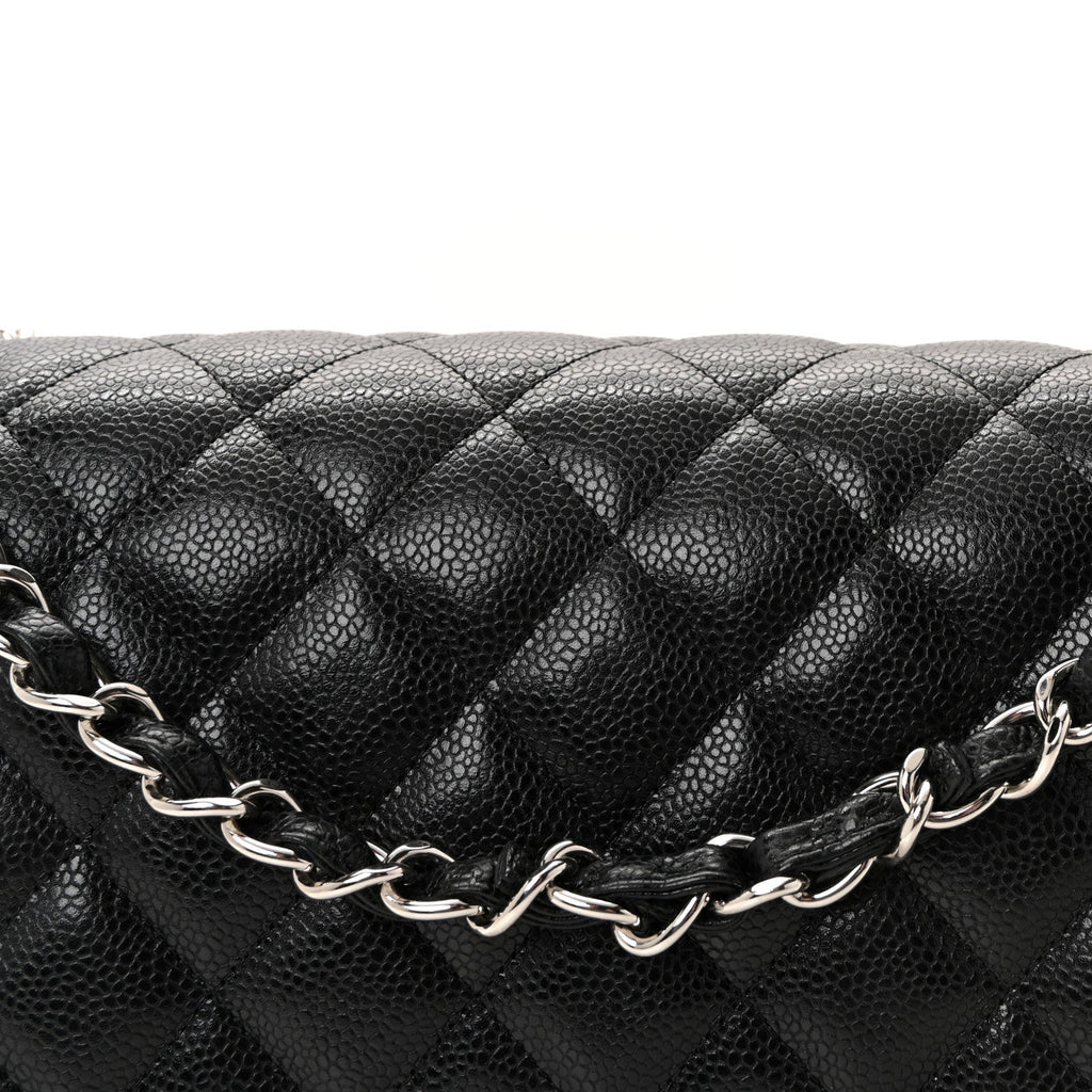 Caviar Quilted Jumbo Double Flap Black