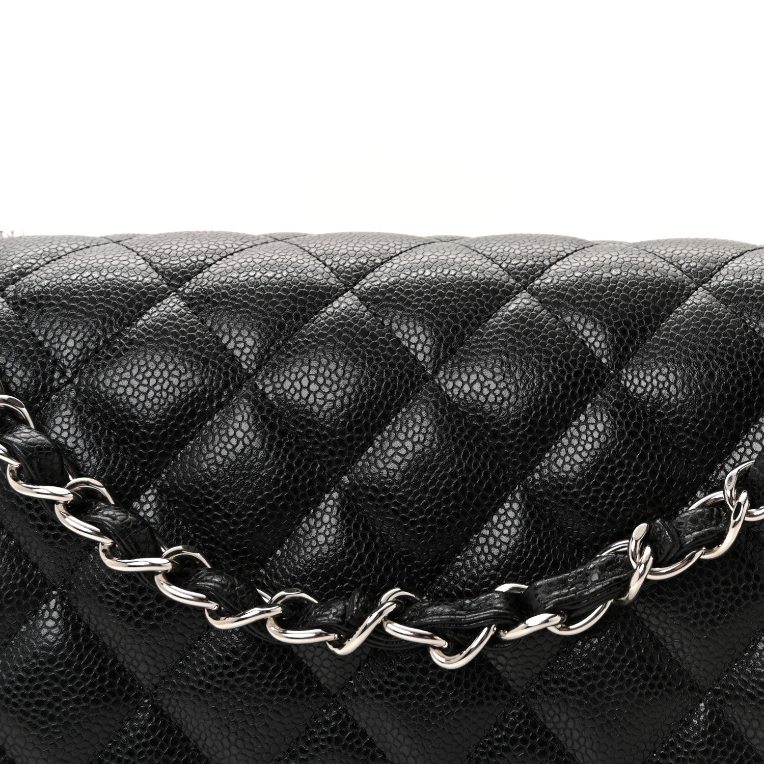 Caviar Quilted Jumbo Double Flap Black