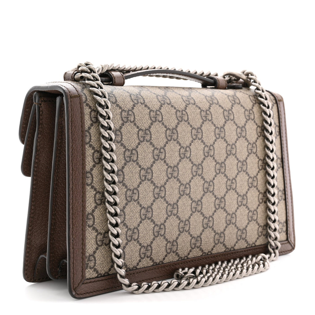 GG Supreme Monogram Textured Dollar Calfskin Top Handle Dionysus Shoulder Bag Beige Ebony New Acero