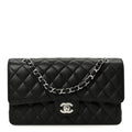 Caviar Quilted Medium Double Flap Black