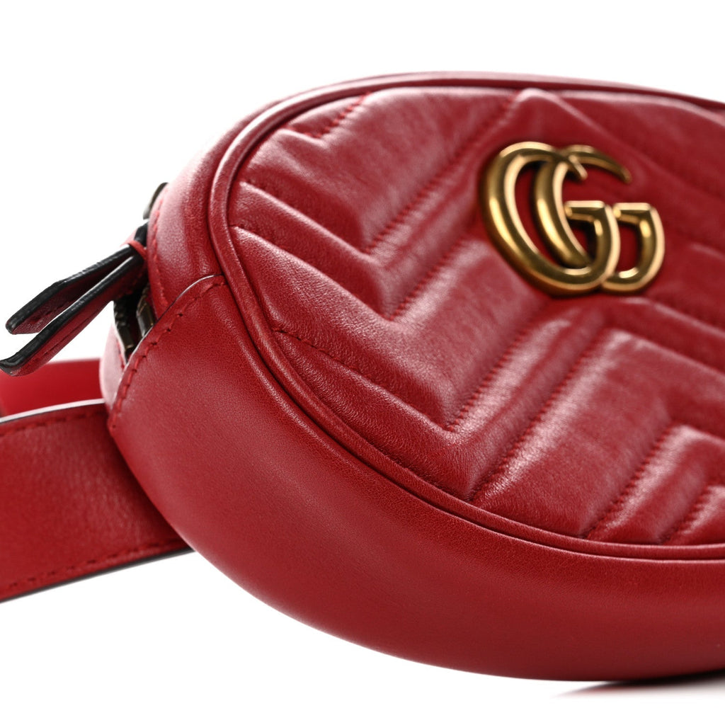 Calfskin Matelasse GG Marmont Belt Bag 85 34 Hibiscus Red