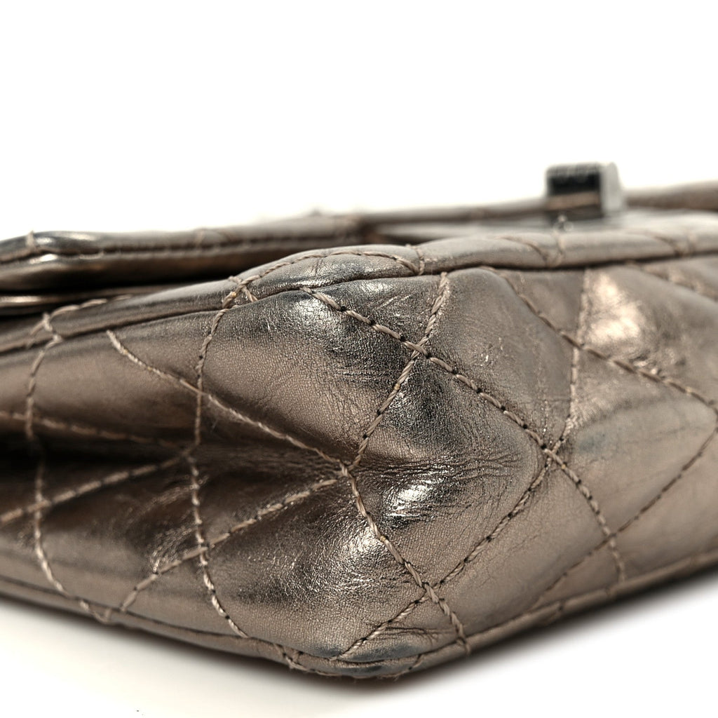 Aged Calfskin Quilted 2.55 Reissue Mini Flap Dark Silver