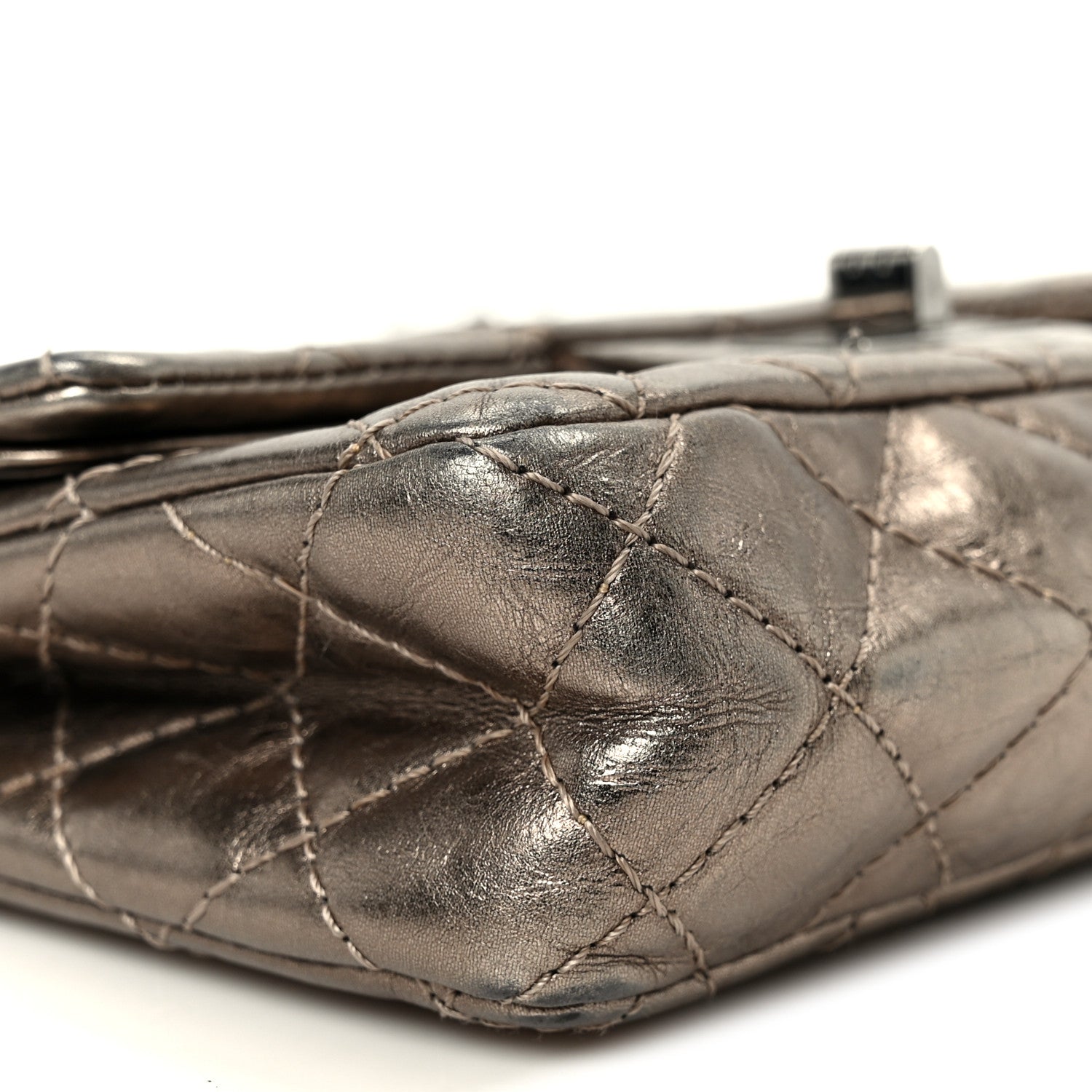 Aged Calfskin Quilted 2.55 Reissue Mini Flap Dark Silver