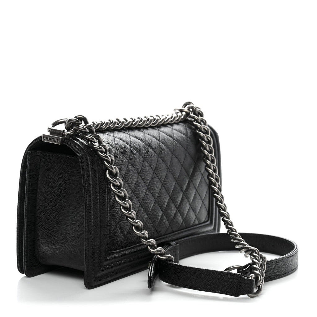 Caviar Quilted Medium Boy Flap Black