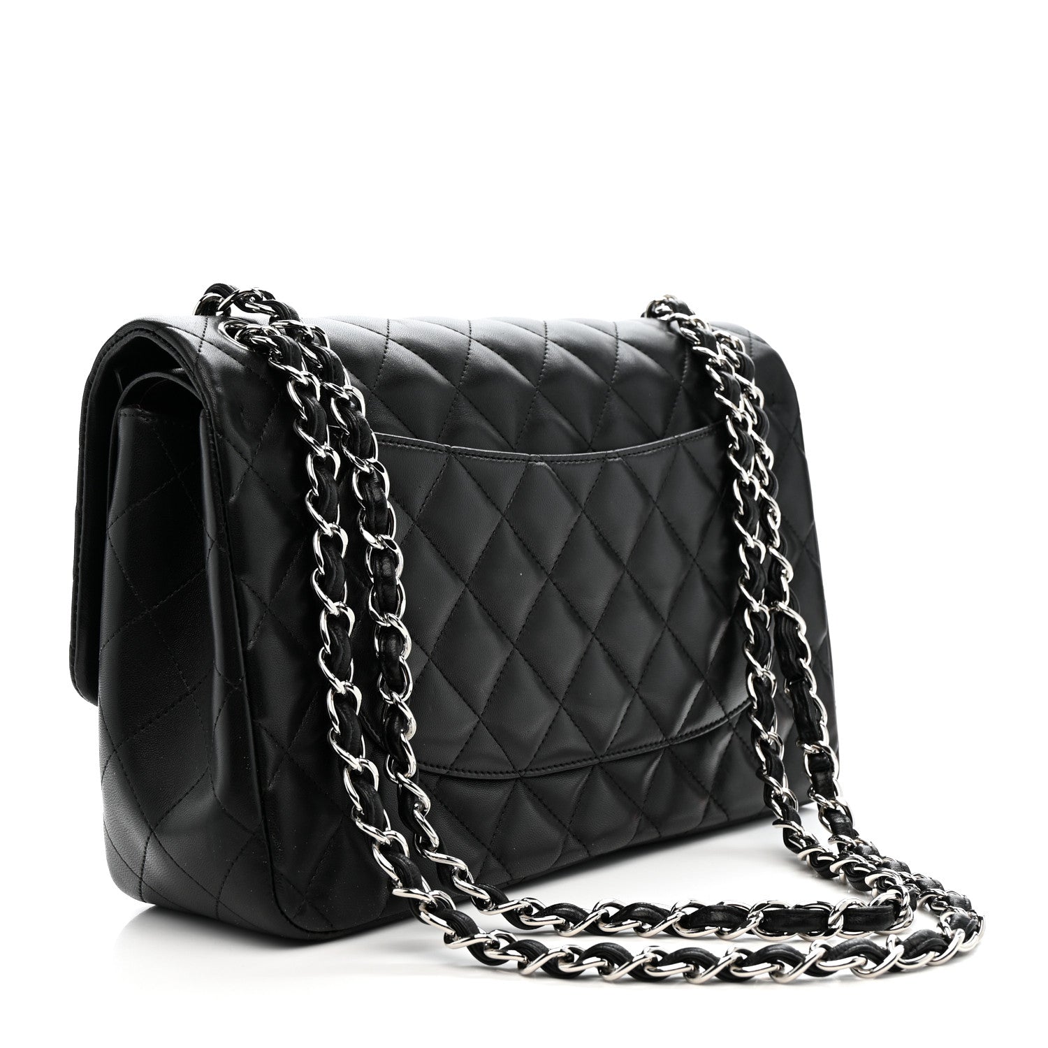 Lambskin Quilted Jumbo Double Flap Black