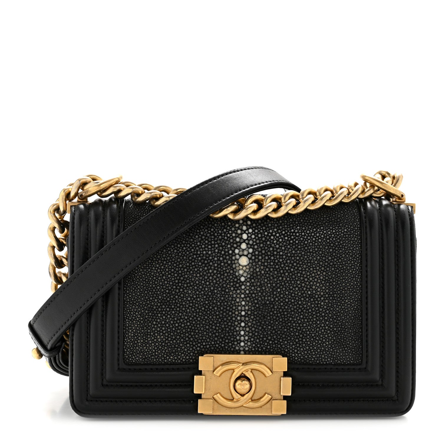 Galuchat Stingray Small Boy Flap Black