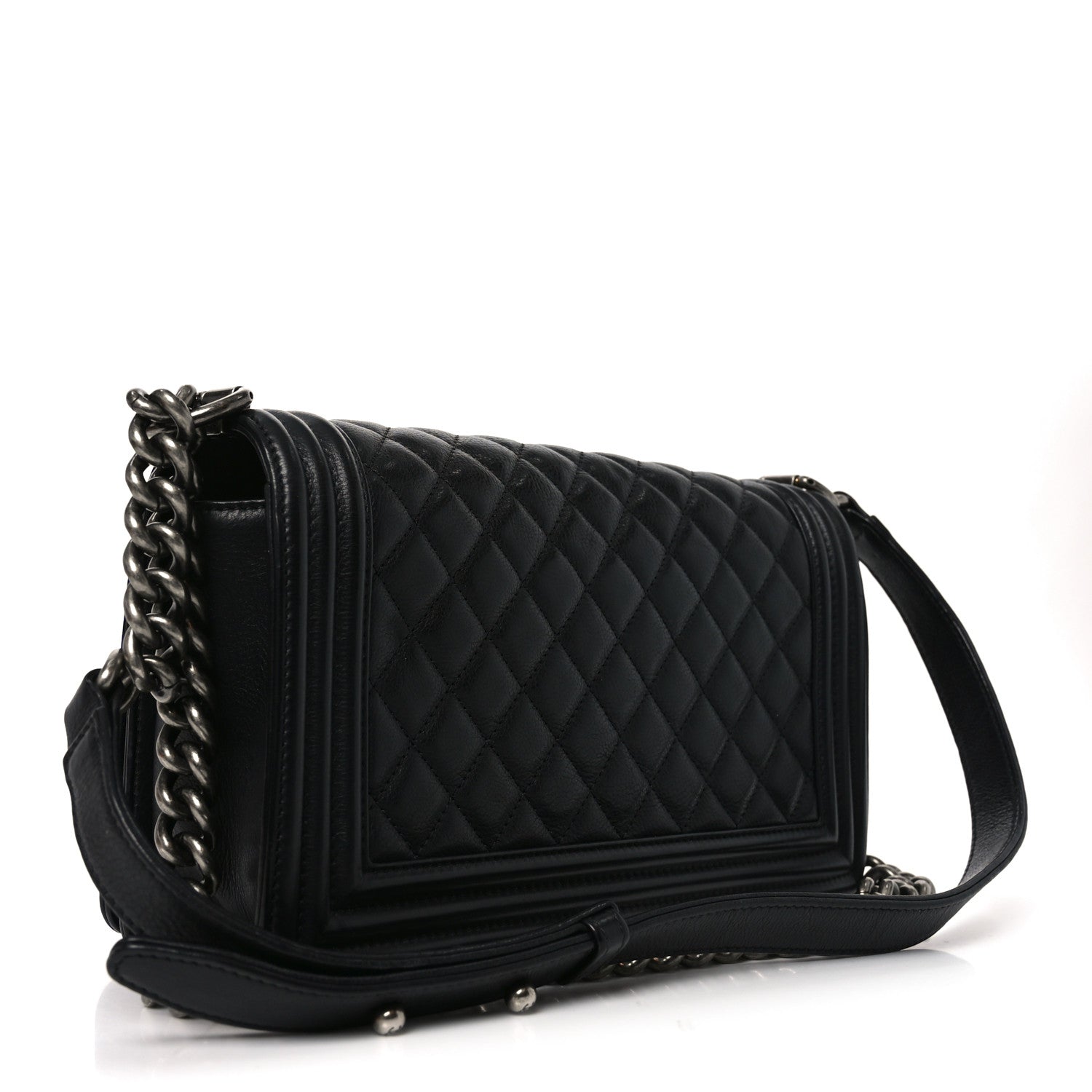 Calfskin Quilted Medium Boy Flap Black