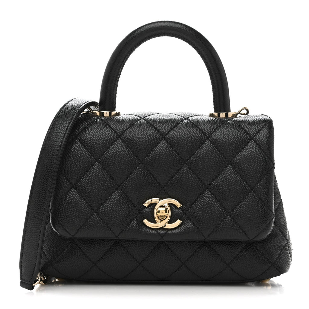 Caviar Quilted Extra Mini Coco Handle Flap Black