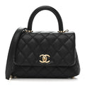Caviar Quilted Extra Mini Coco Handle Flap Black