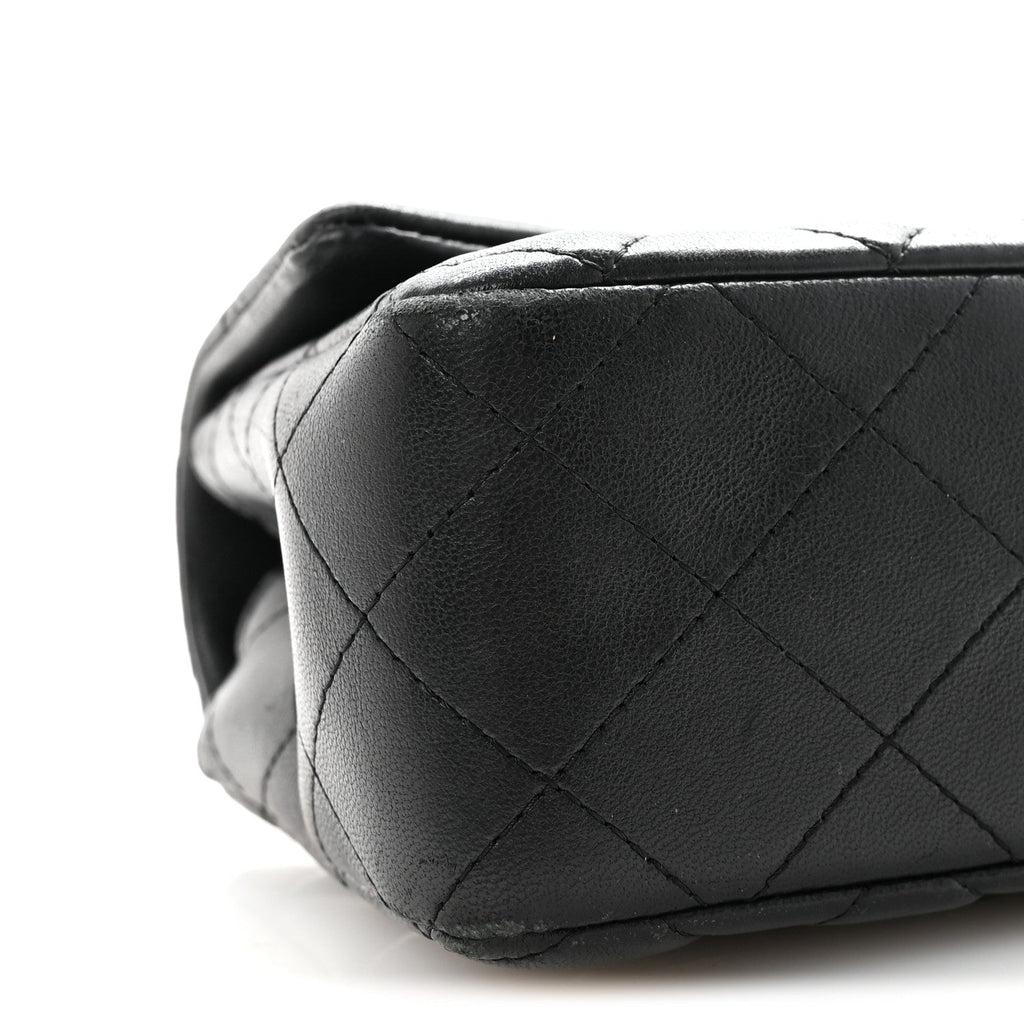 Lambskin Quilted Mini Rectangular Flap Black