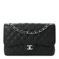 Caviar Quilted Jumbo Double Flap Black