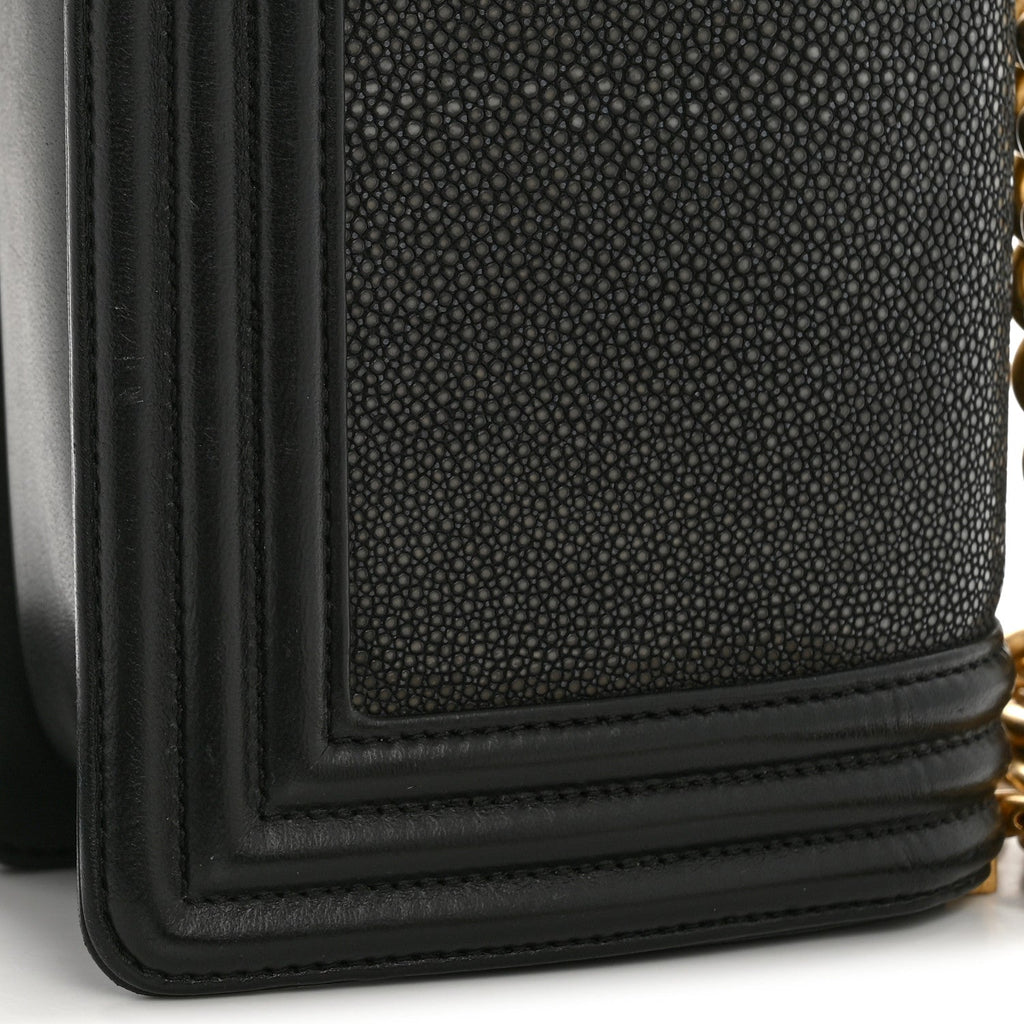 Galuchat Stingray Small Boy Flap Black