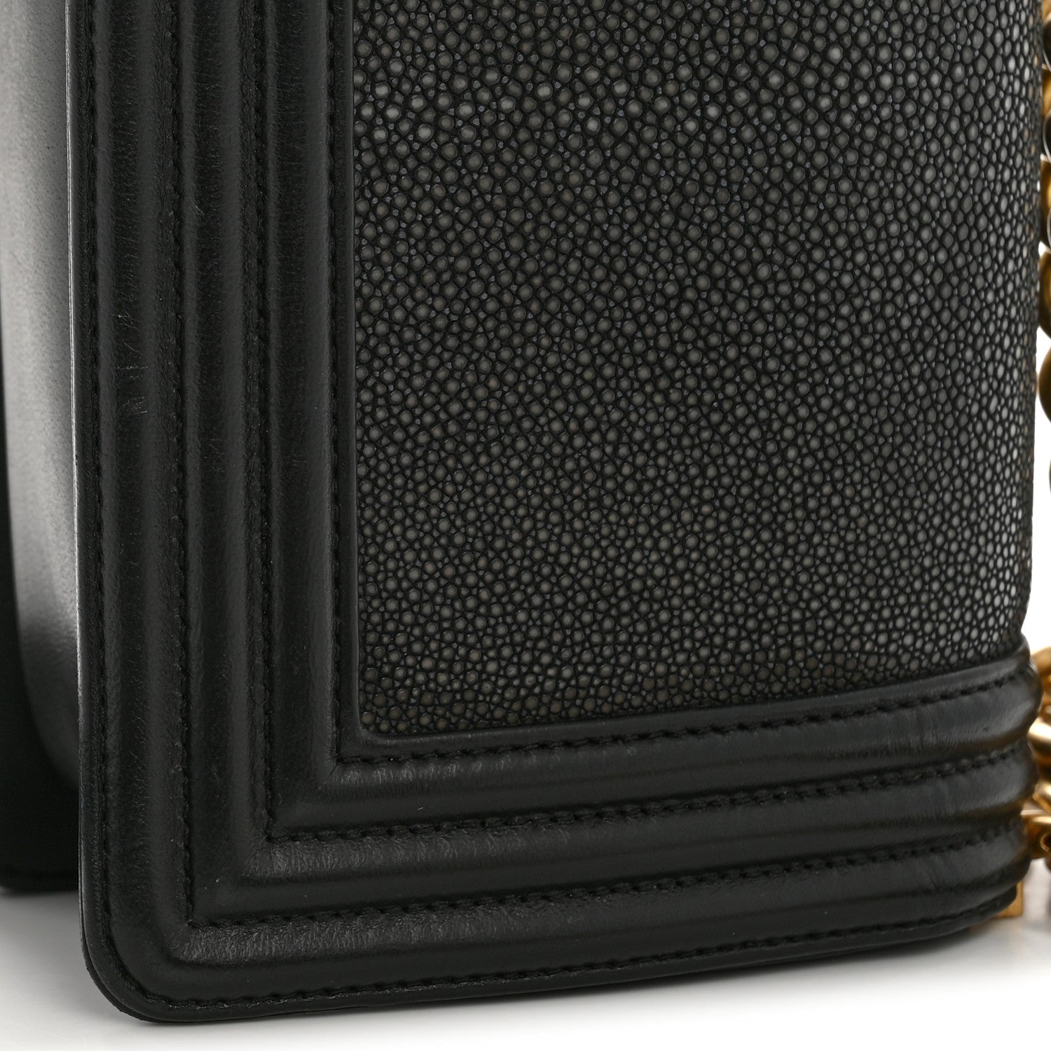 Galuchat Stingray Small Boy Flap Black