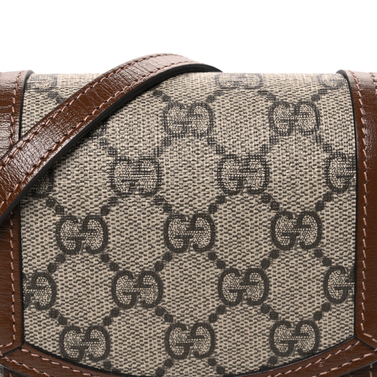 GG Supreme Monogram Mini Horsebit 1955 Crossbody Bag Beige Brown Sugar