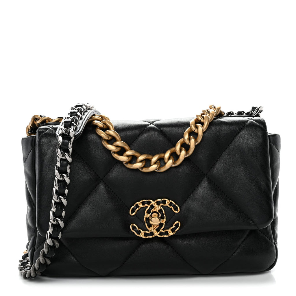 Lambskin Quilted Medium Chanel 19 Flap Black