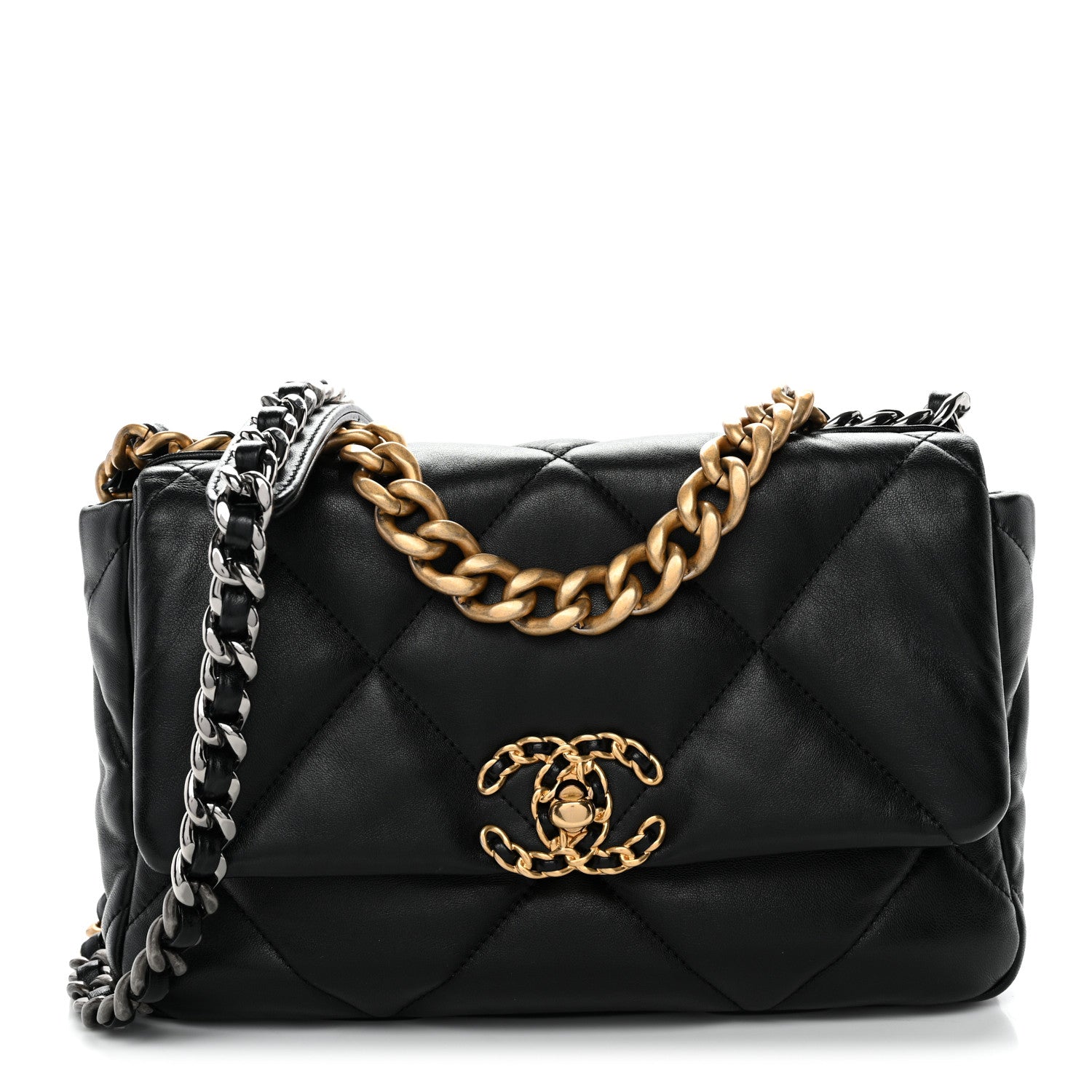 Lambskin Quilted Medium Chanel 19 Flap Black