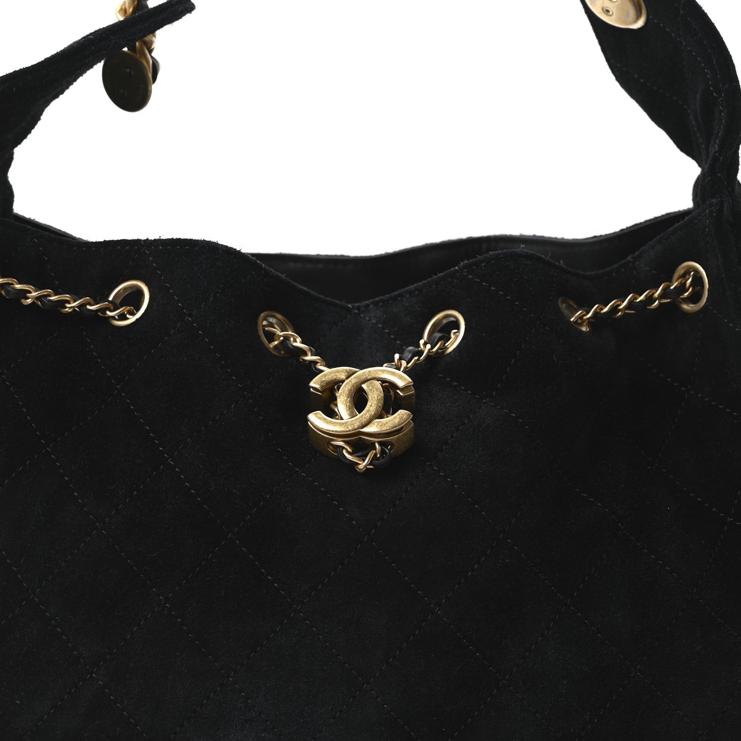 Suede Quilted Small Chanel 25 Handbag Black