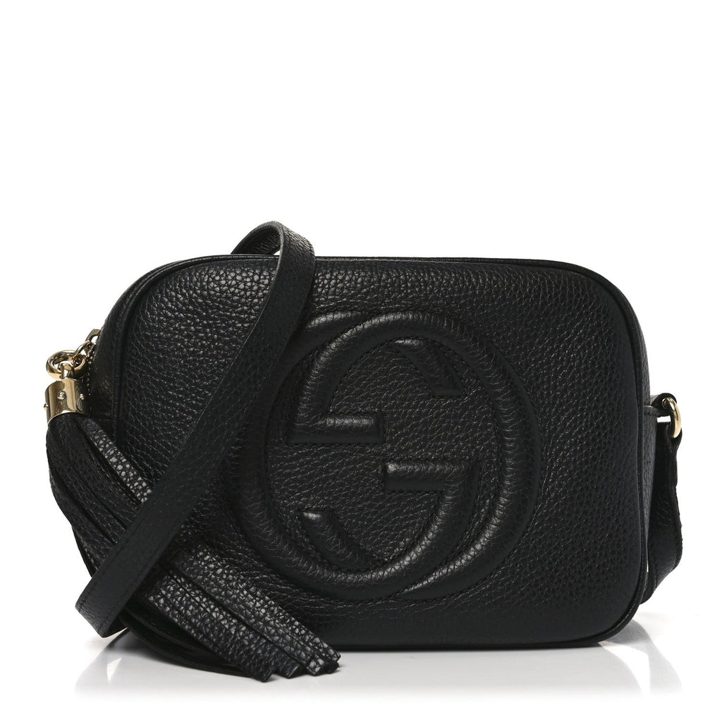 Pebbled Calfskin Small Soho Disco Bag Black