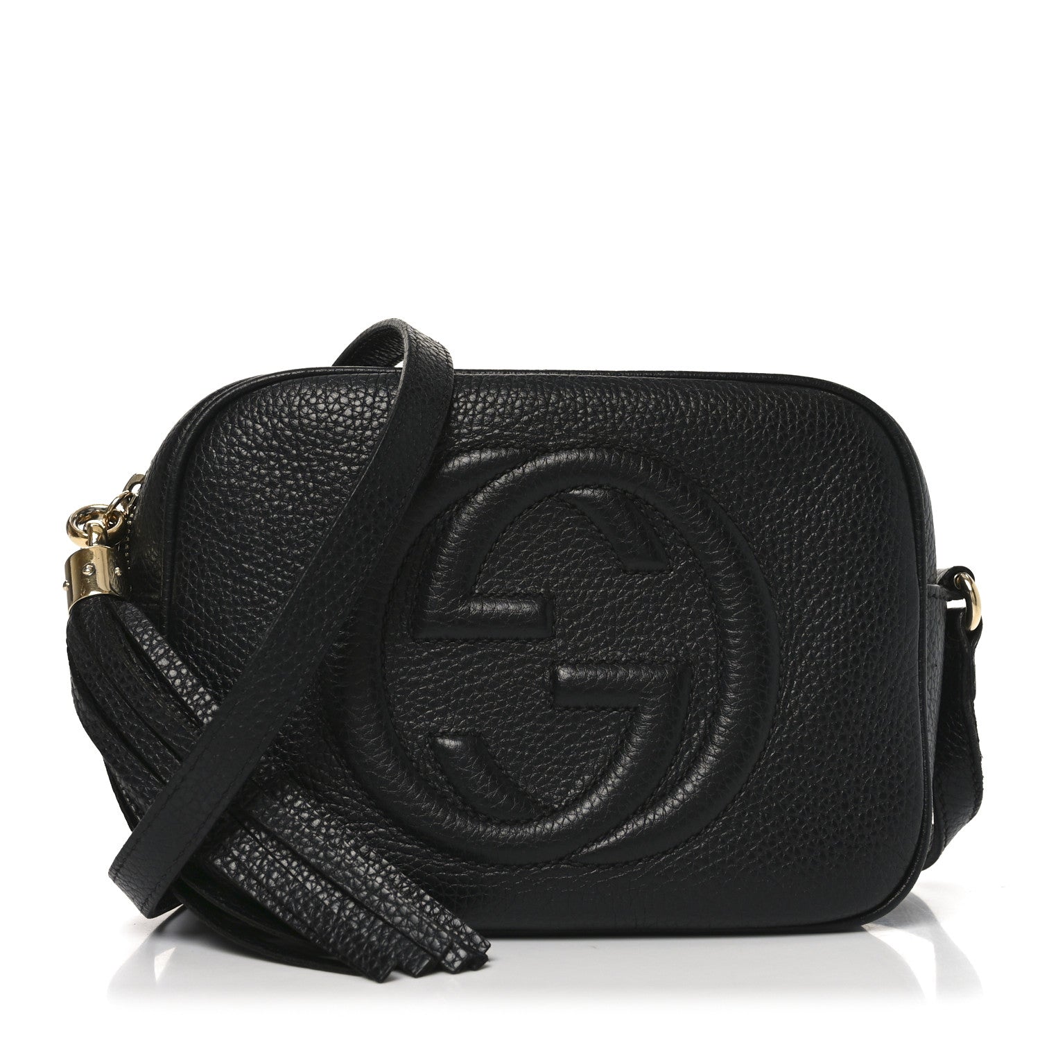 Pebbled Calfskin Small Soho Disco Bag Black