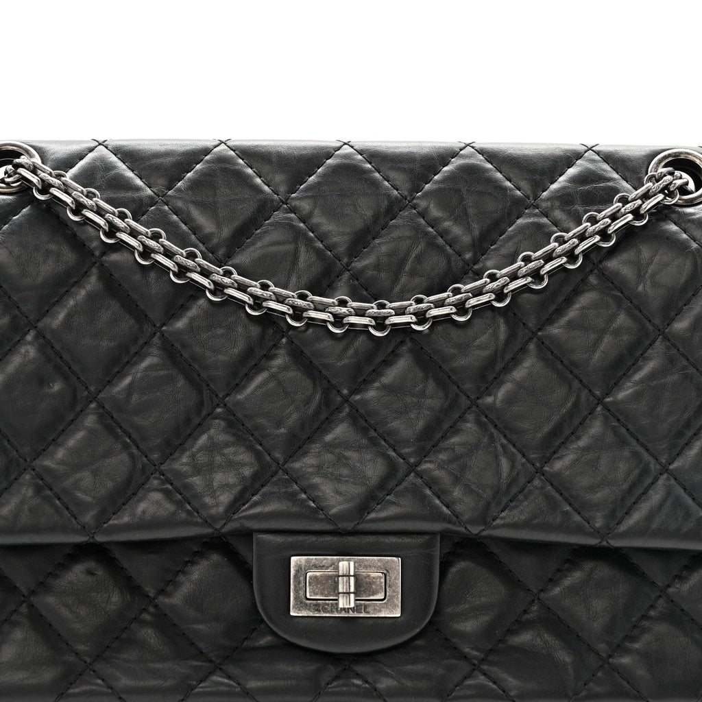 Aged Calfskin Quilted 2.55 Reissue 226 Flap Black