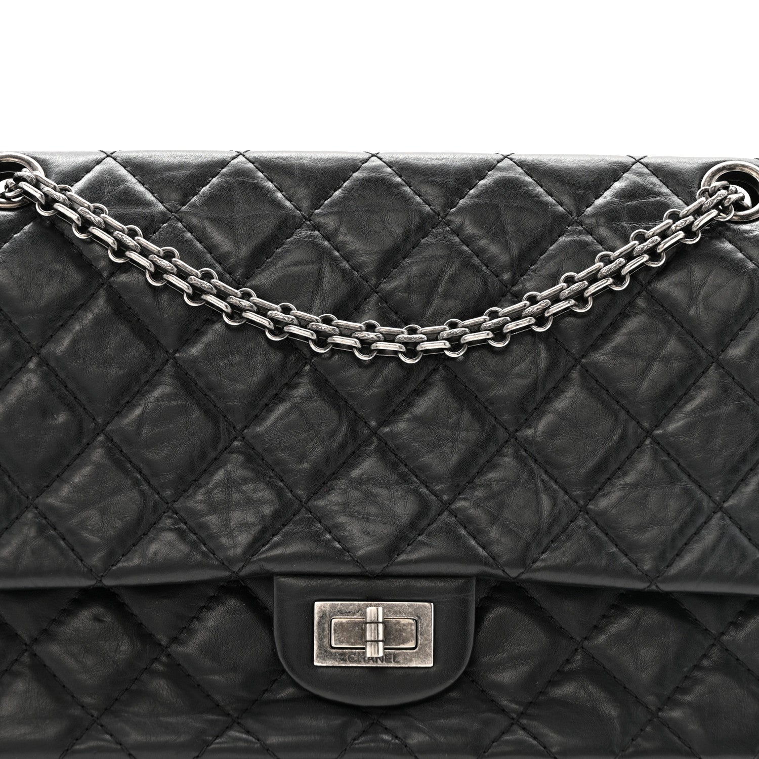 Aged Calfskin Quilted 2.55 Reissue 226 Flap Black