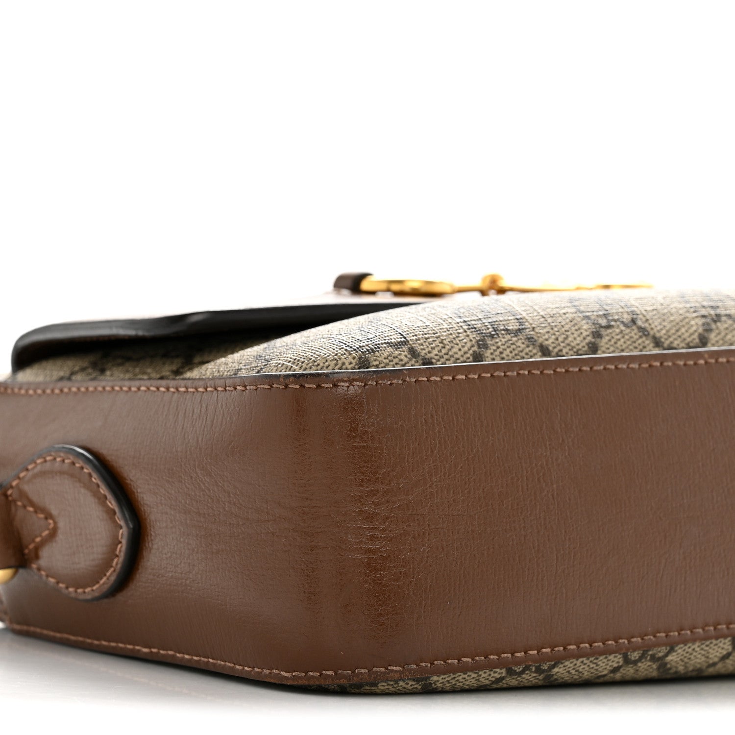 GG Supreme Monogram Small Horsebit 1955 Shoulder Bag Beige Brown Sugar