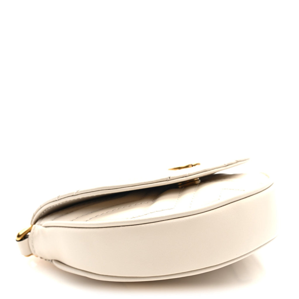 Calfskin Matelasse Mini GG Marmont Chain Belt Bag Mystic White