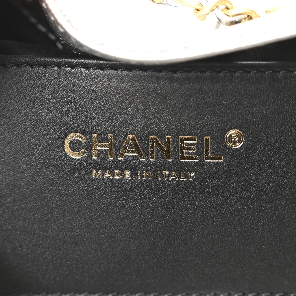 Metallic Caviar Quilted Medium Chanel 25 Handbag Silver