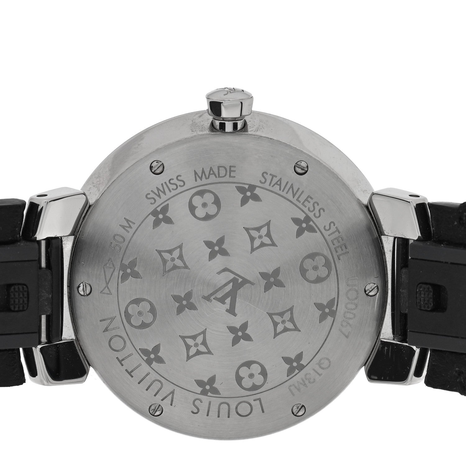 Stainless Steel Epi Diamond 33mm Tambour Slim Quartz Watch Black