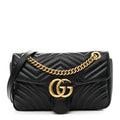 Calfskin Matelasse Small GG Marmont Shoulder Bag Black