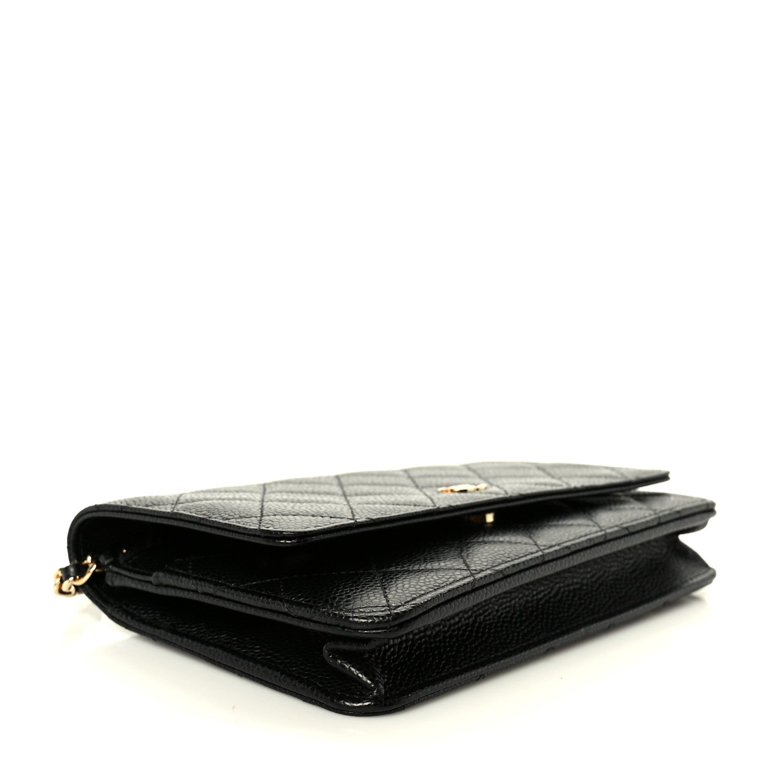 Caviar Quilted Wallet on Chain WOC Black