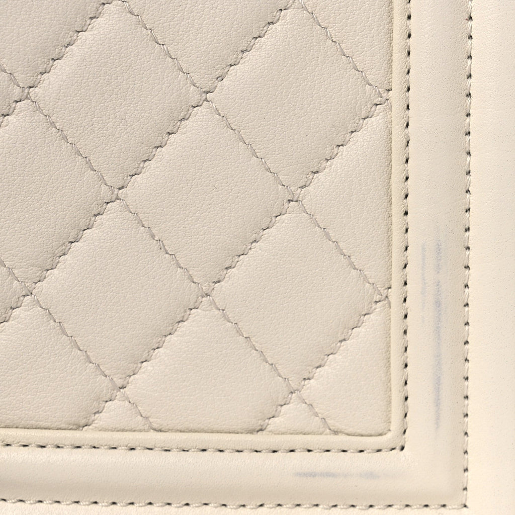 Calfskin Quilted Medium Boy Flap White