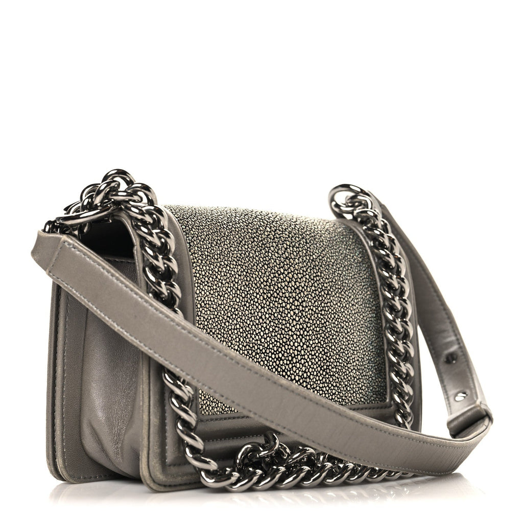 Galuchat Stingray Small Boy Flap Silver