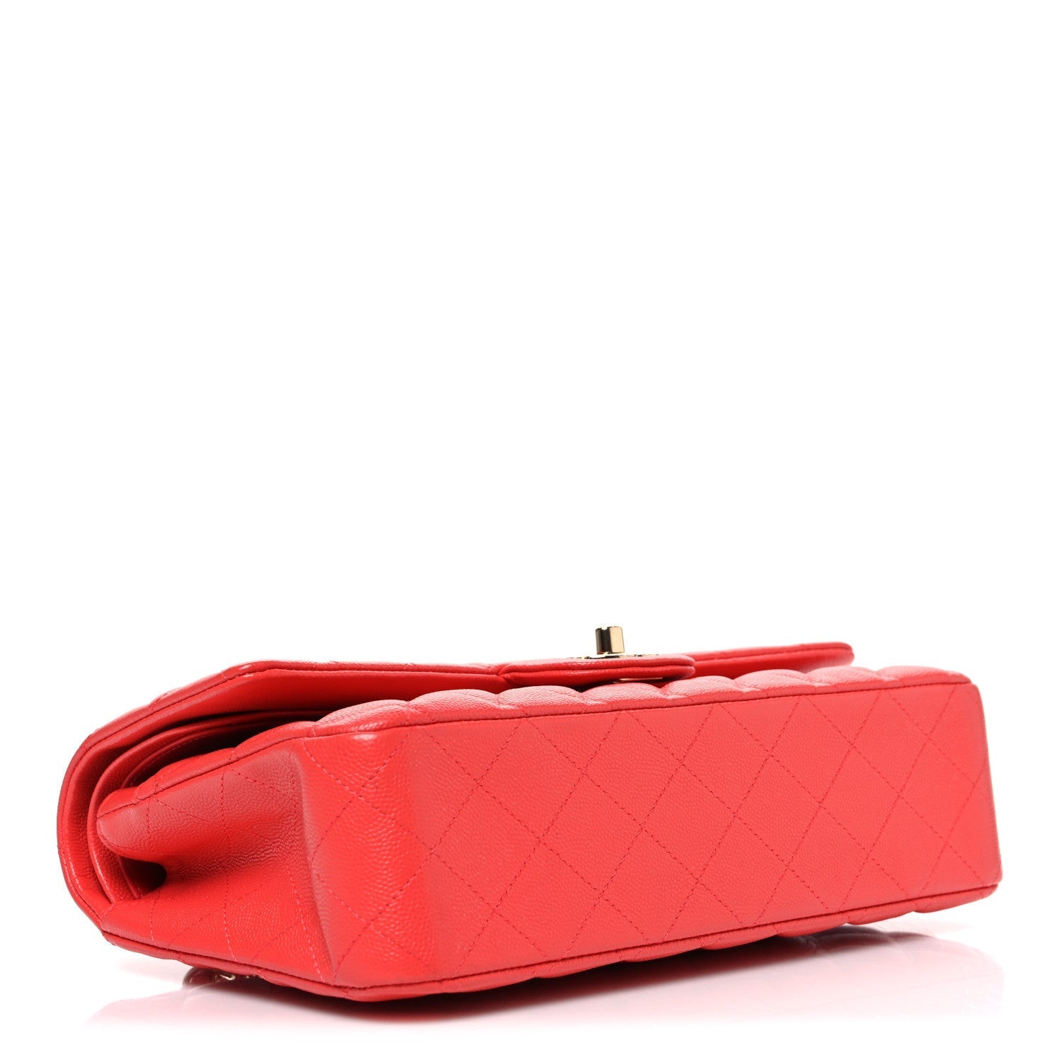 Caviar Quilted Medium Double Flap Red