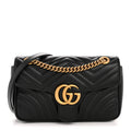 Calfskin Matelasse Small GG Marmont Shoulder Bag Black