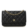 Lambskin Quilted Wallet On Chain WOC Black
