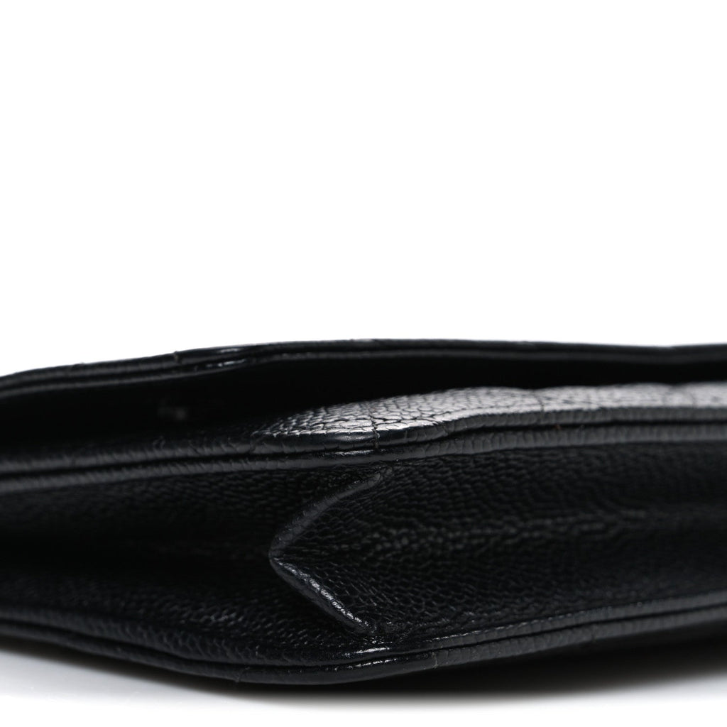 Caviar Quilted Wallet on Chain WOC Black