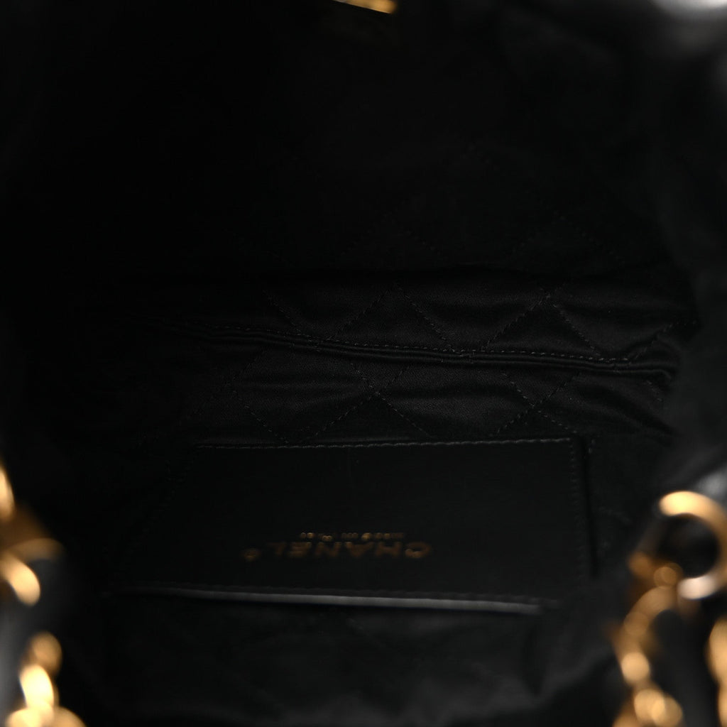 Shiny Calfskin Quilted Mini Chanel 22 Black