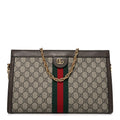GG Supreme Monogram Web Medium Ophidia Chain Shoulder Bag Brown