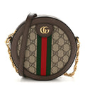 GG Supreme Monogram Web Mini Ophidia Round Shoulder Bag Brown