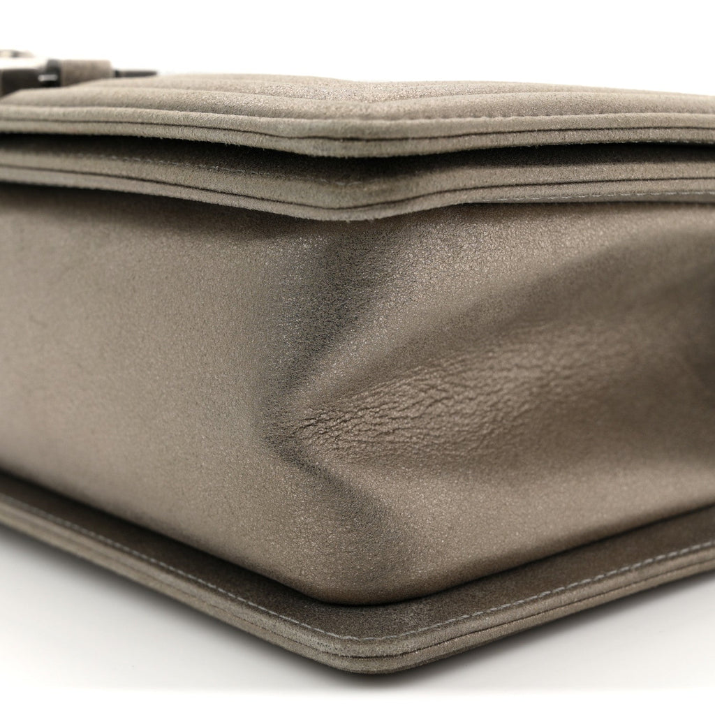 Iridescent Calfskin Quilted Strass Medium Paris Dallas Boy Flap Dark Khaki