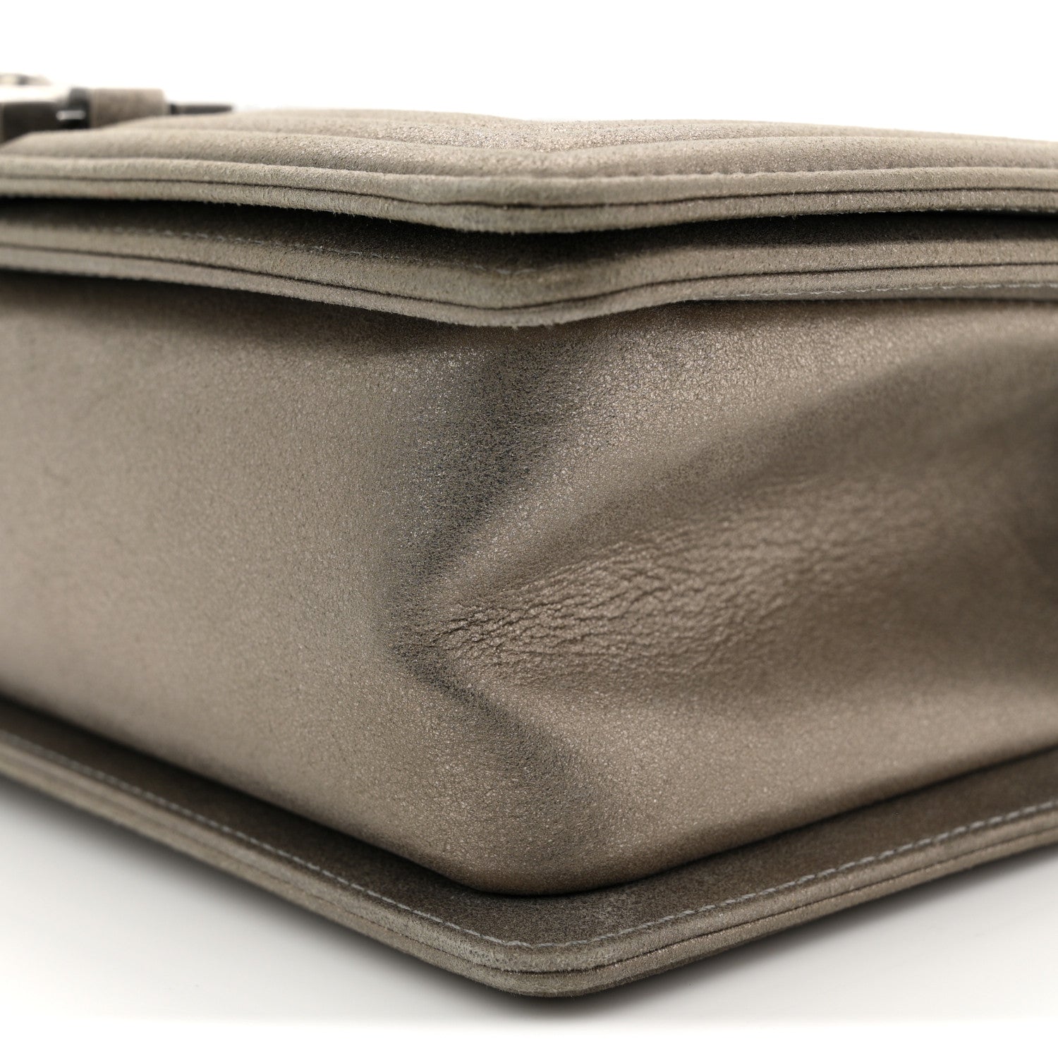 Iridescent Calfskin Quilted Strass Medium Paris Dallas Boy Flap Dark Khaki